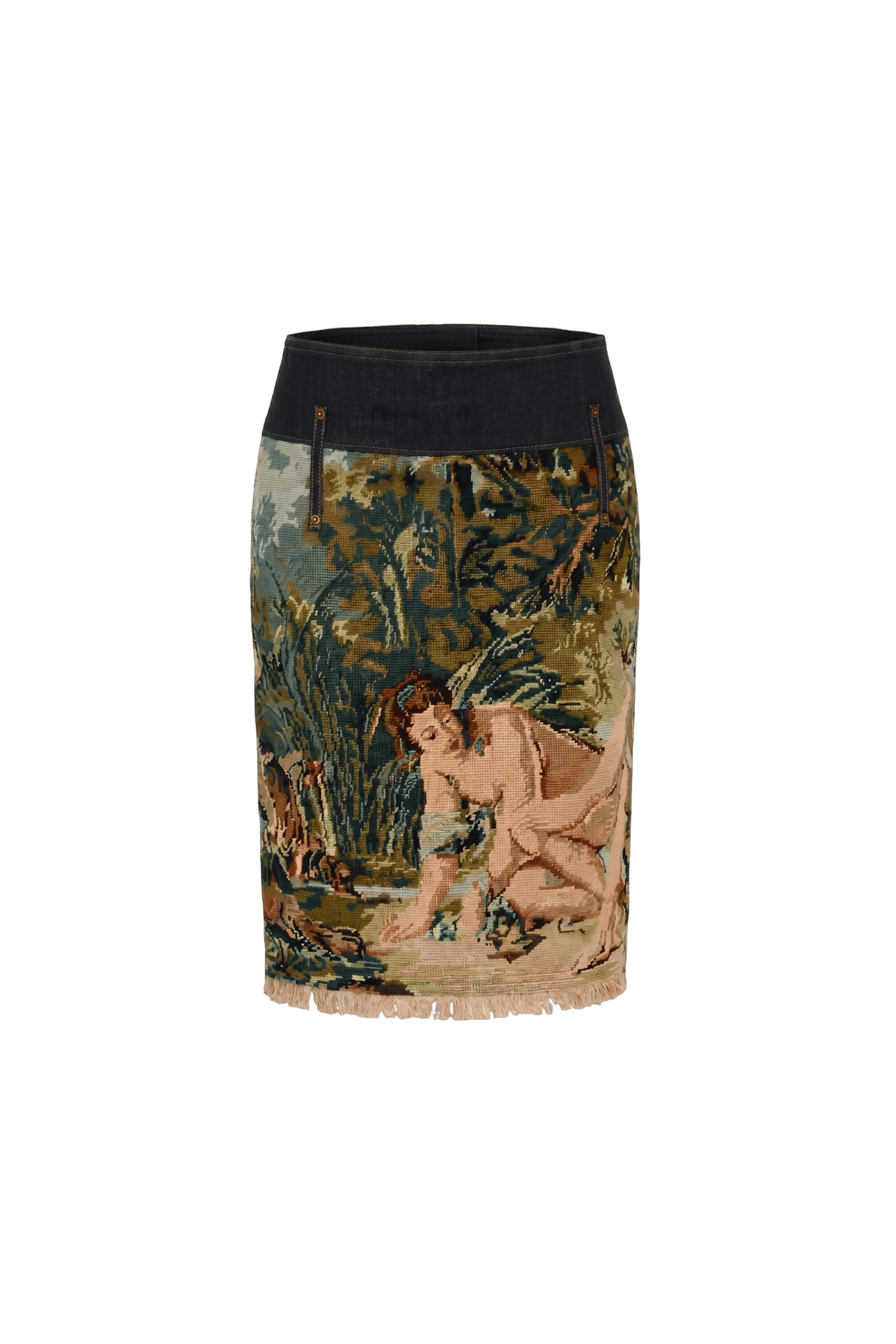 UPC CANEVAS RAW DENIM MIDI SKIRT