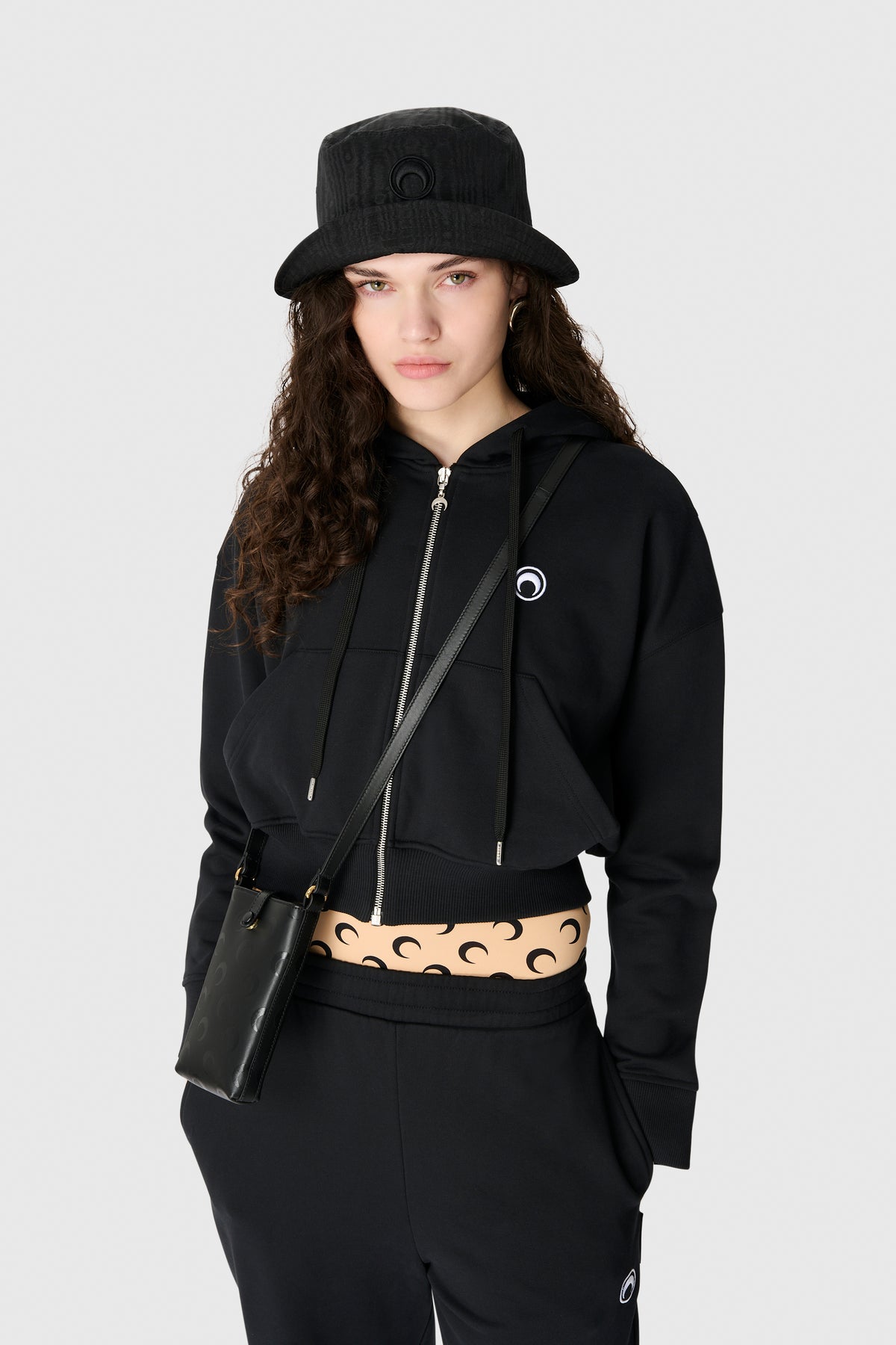 MOON LOGO FLEECE CROPPED ZIPPED HOODIE, image 4 of 7