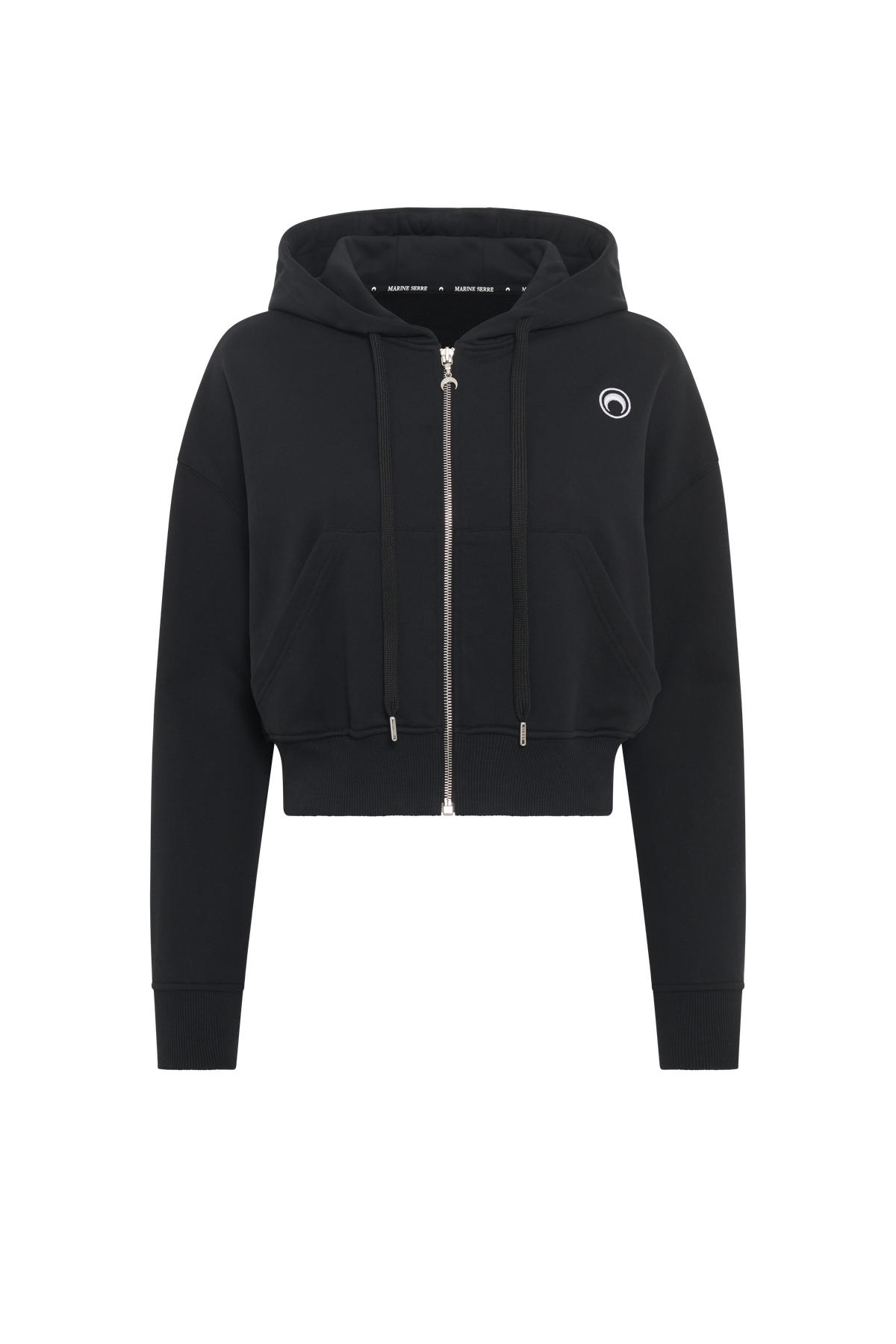 Sweat à capuche zippé court en polaire avec logo Moon