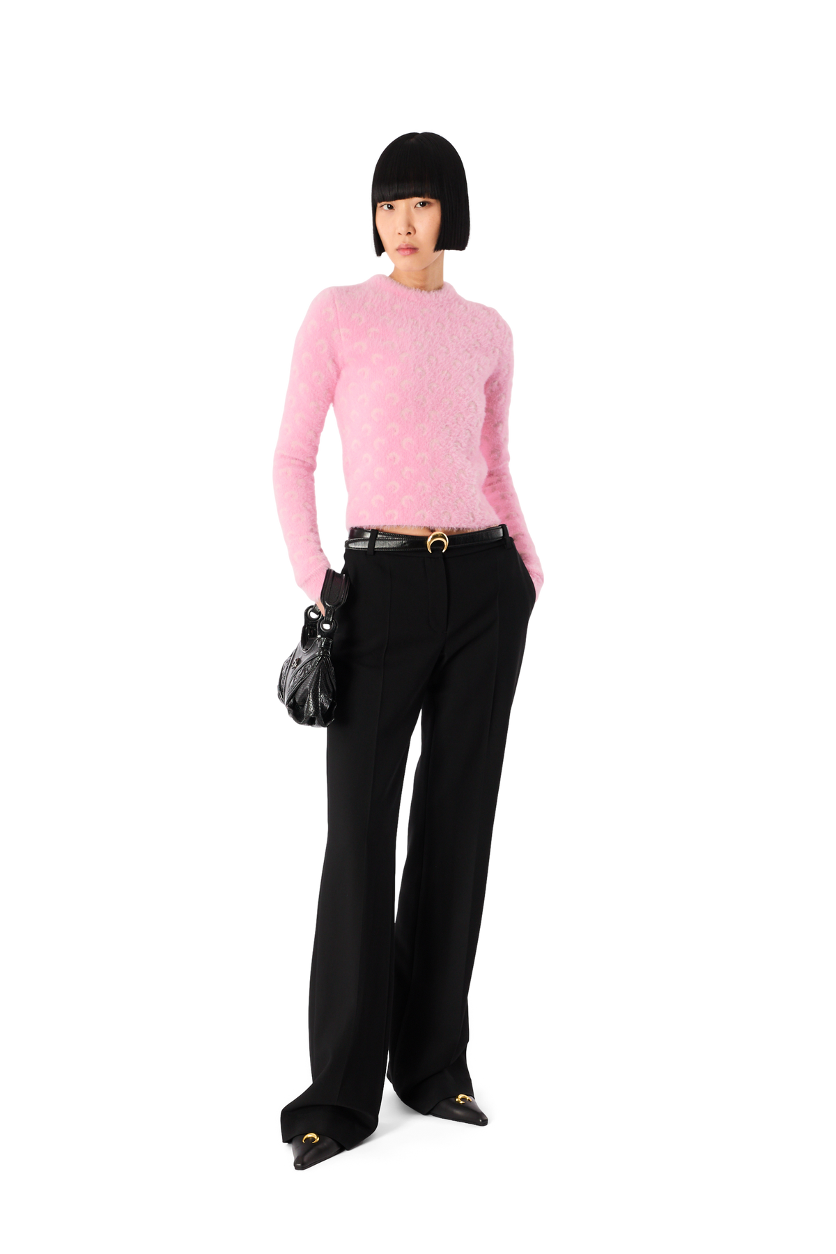 FLUFFY MOON JACQUARD KNIT CREWNECK SWEATER