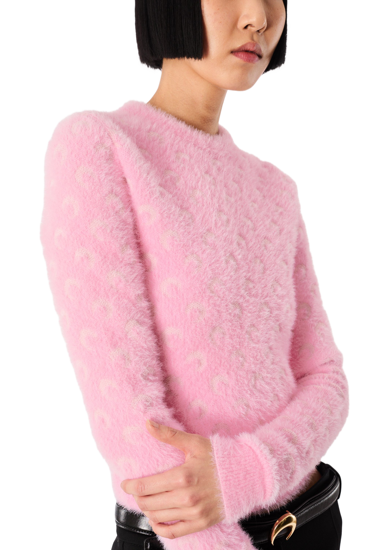 FLUFFY MOON JACQUARD KNIT CREWNECK SWEATER, image 4 of 5