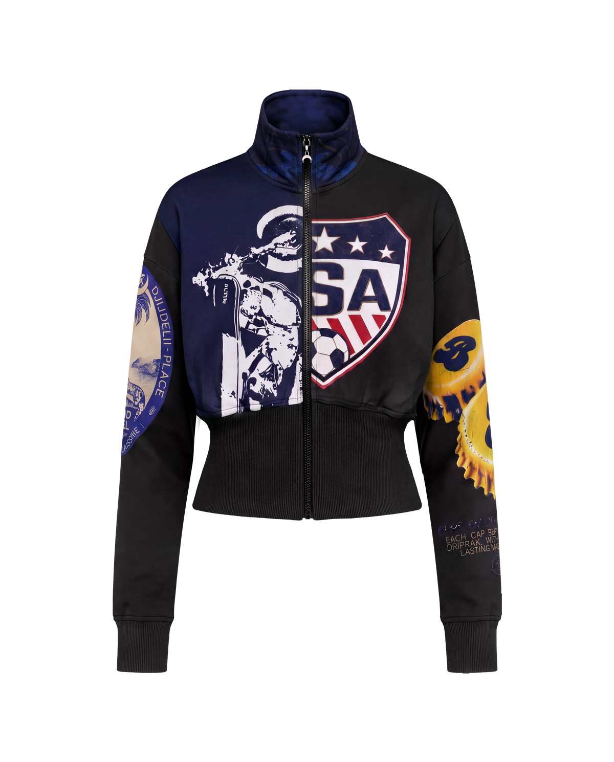 UPCYCLED GRAPHIC T-SHIRTS ZIPPED SWEATSHIRT
