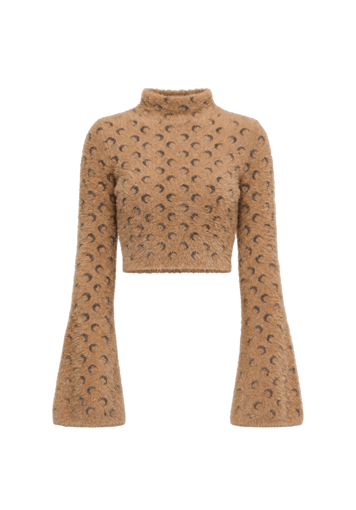 FLUFFY MOON JACQUARD KNIT HIGH NECK SWEATER