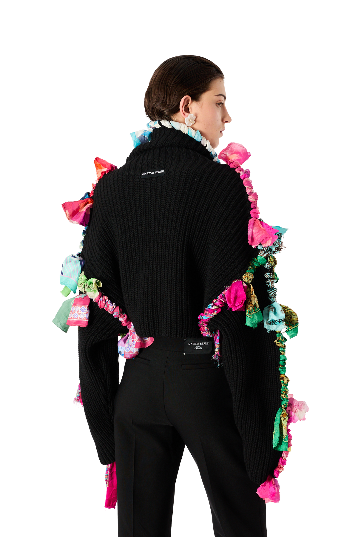 REGENERATED SILK SCARVES CROPPED HIGH NECK SWEATER, image 5 of 5