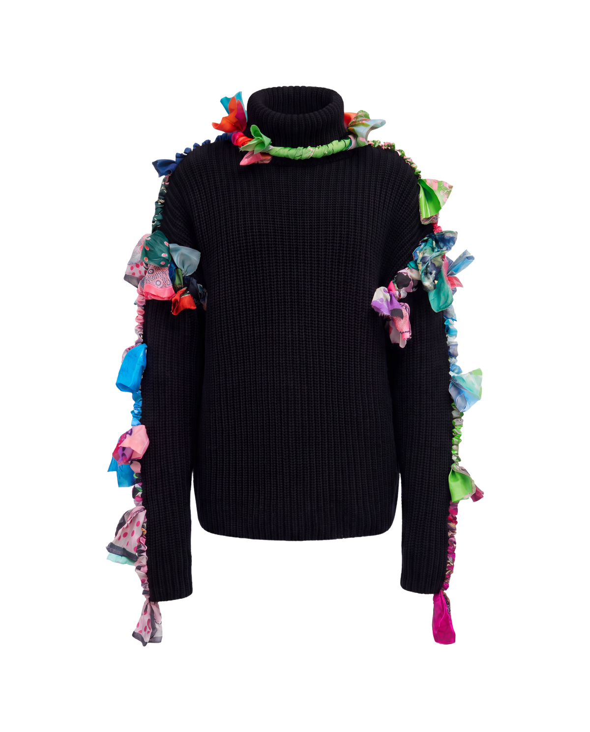 REGENERATED SILK SCARVES HIGH NECK SWEATER