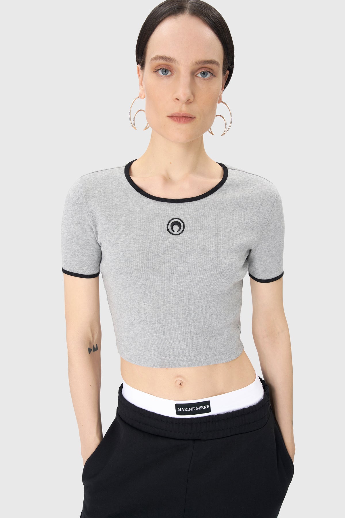 Moon Logo Ribbed Jersey Cropped Top