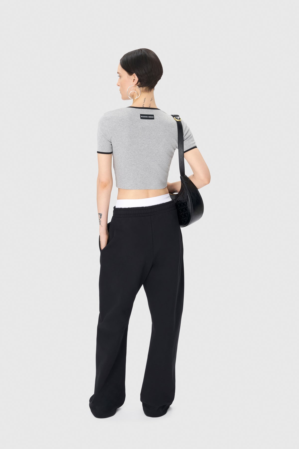 Moon Logo Ribbed Jersey Cropped Top