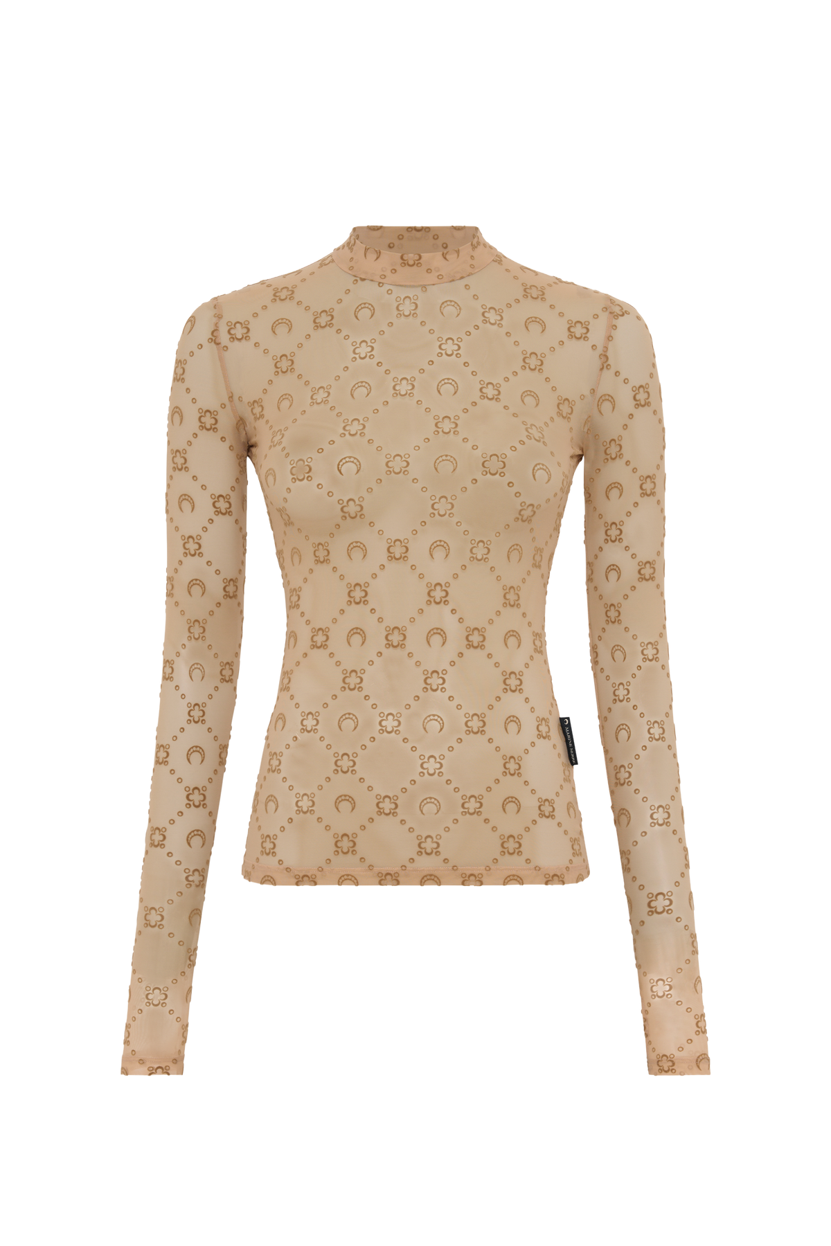 Moonogram Mesh Flock Second Skin Highneck Top