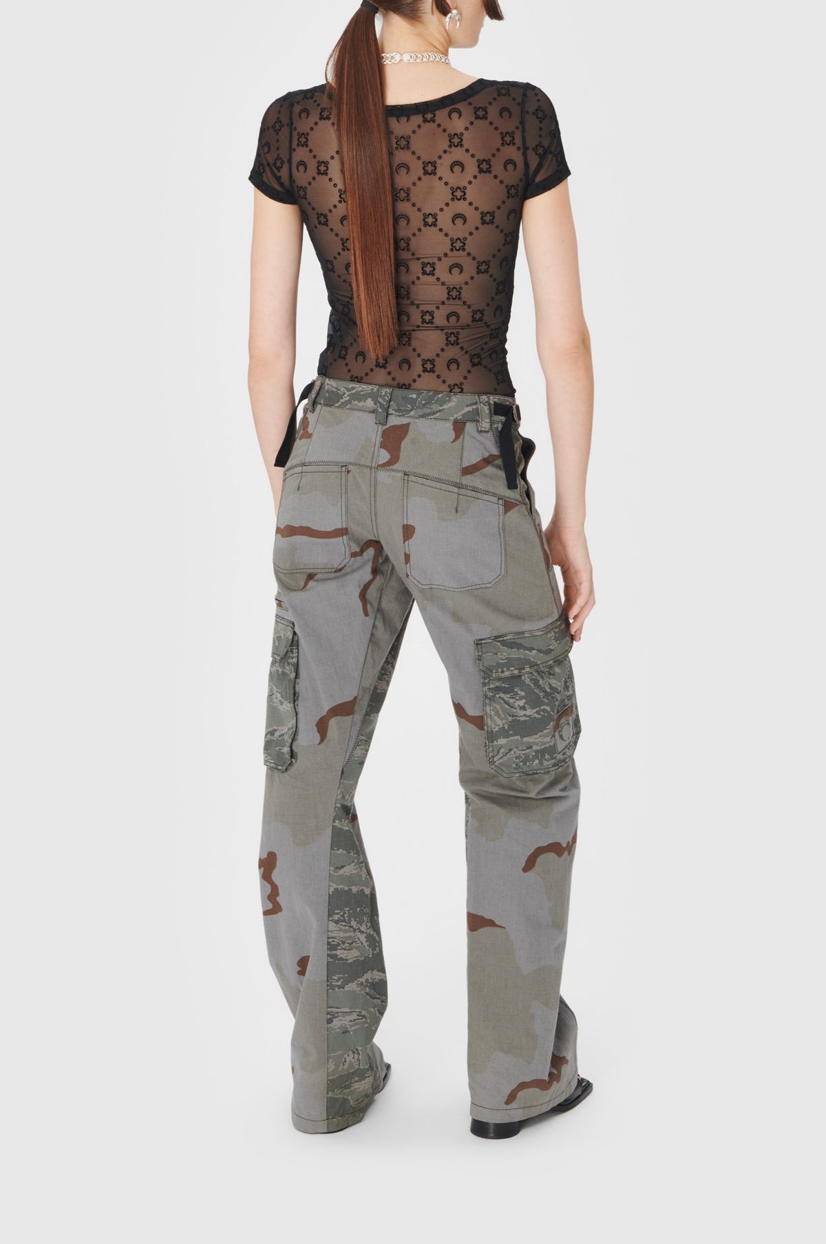 Recycled Mesh Flock Open Neck Top