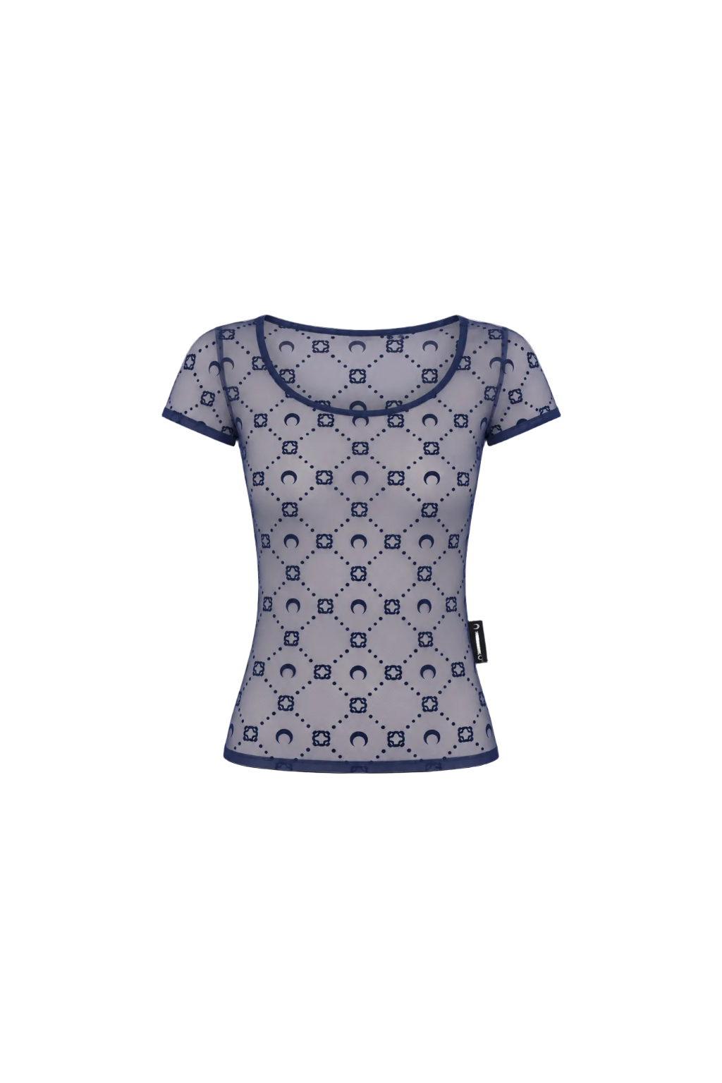 MOONOGRAM MESH FLOCK SHORT SLEEVE ROUNDNECK TOP