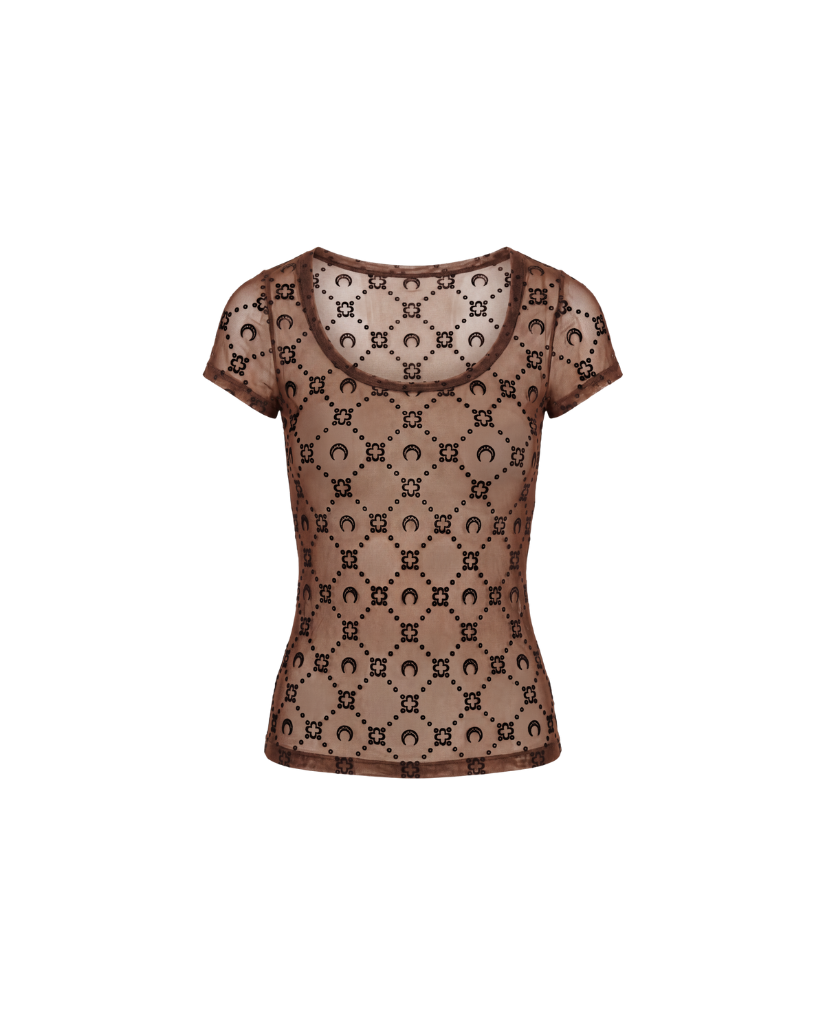 MOONOGRAM MESH FLOCK SHORT SLEEVE ROUNDNECK TOP