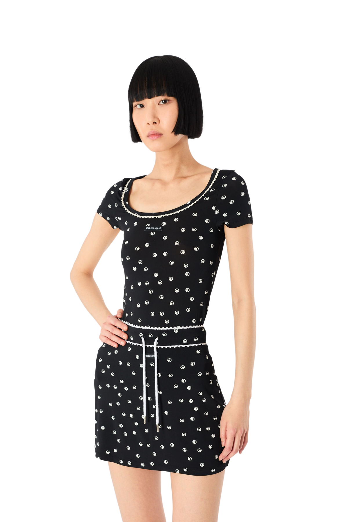 MINI-JUPE EN JERSEY Moon À POIS