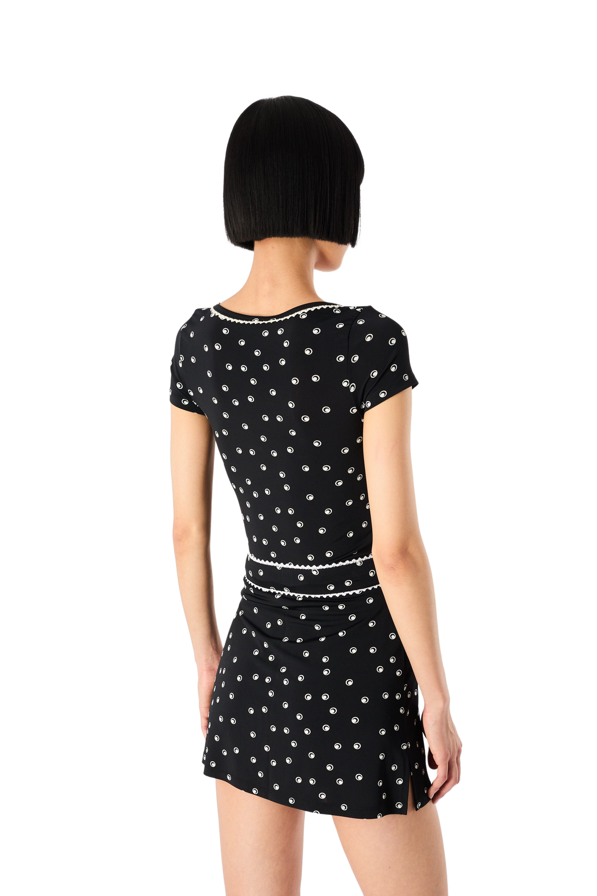 POLKA DOT MOON SHORT SLEEVES ROUNDNECK TOP