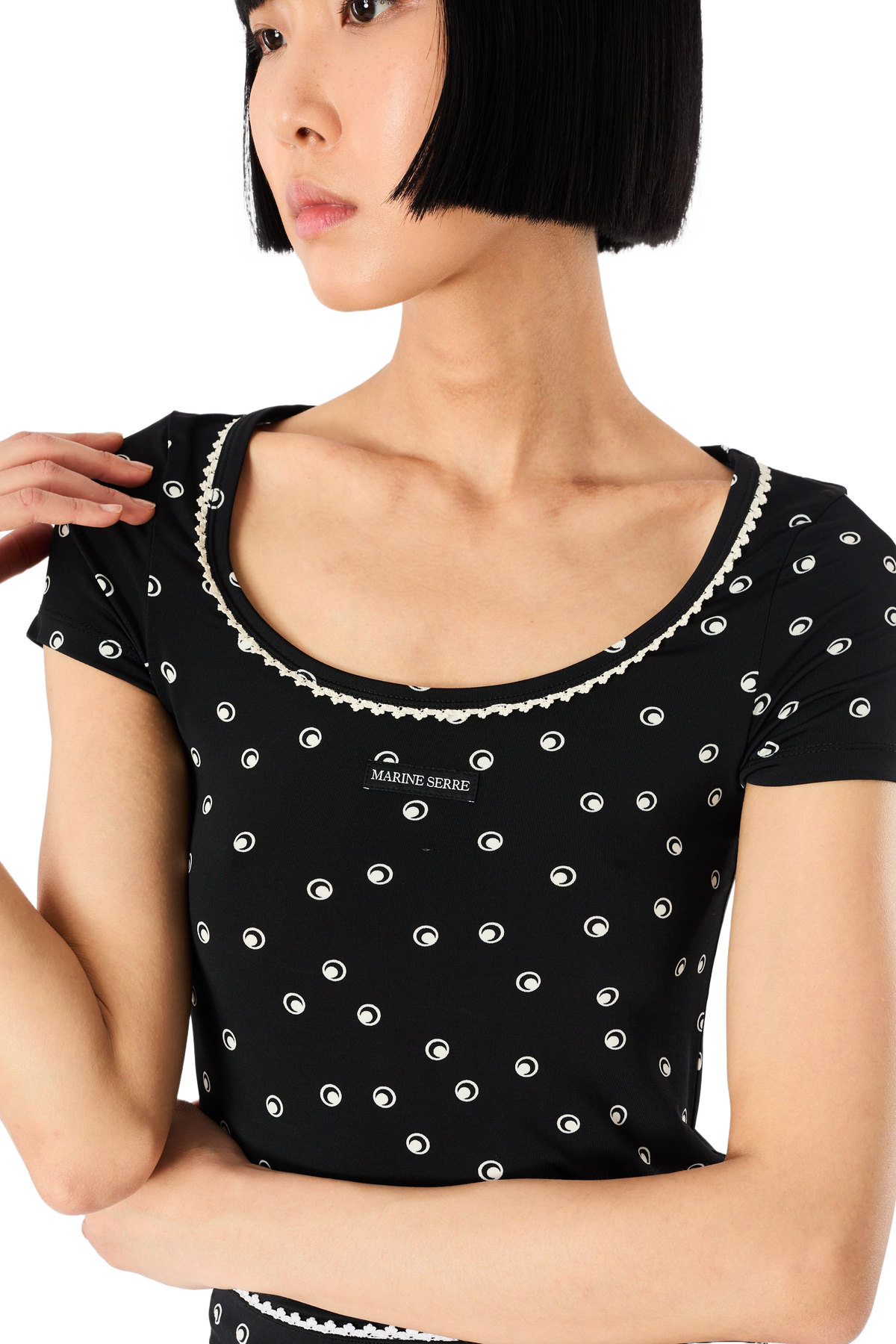 POLKA DOT MOON SHORT SLEEVES ROUNDNECK TOP, image 4 of 9