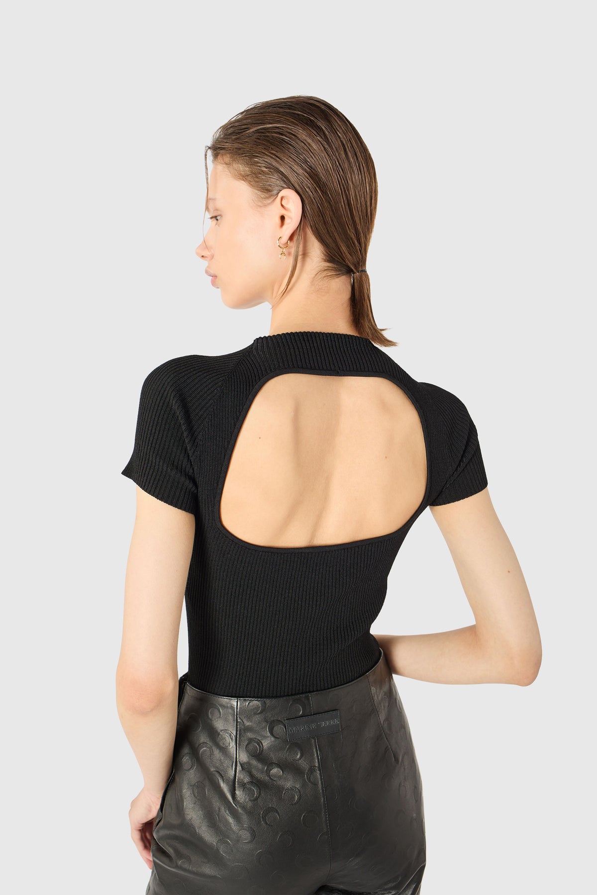 Knit short sleeves top