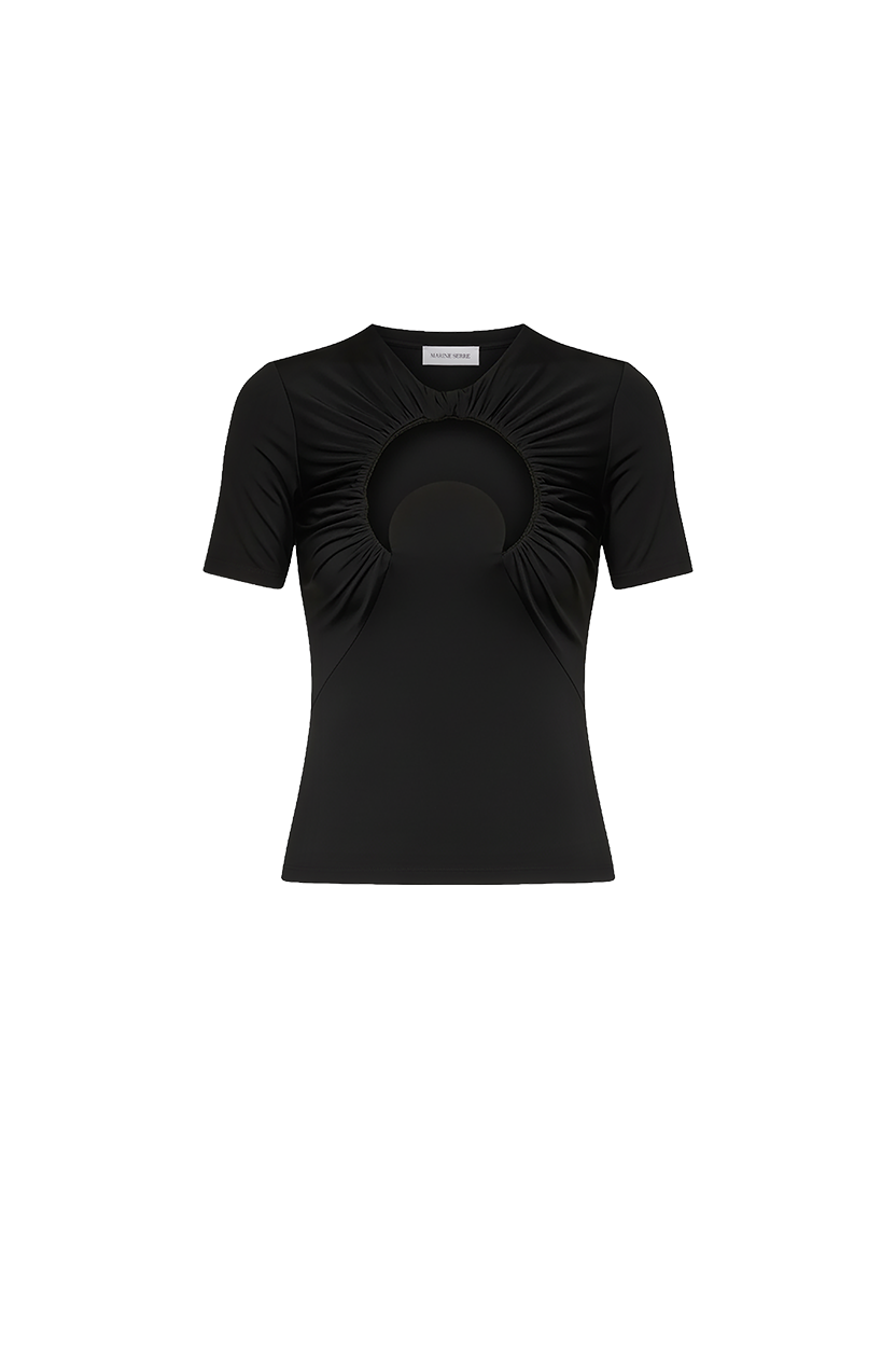 Moon gathered jersey short sleeves top