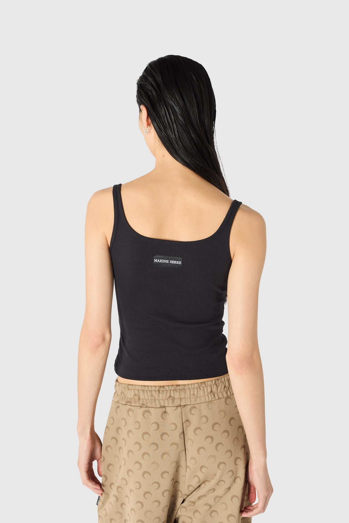 MOON LOGO RIBBED JERSEY CROPPED TANK TOP