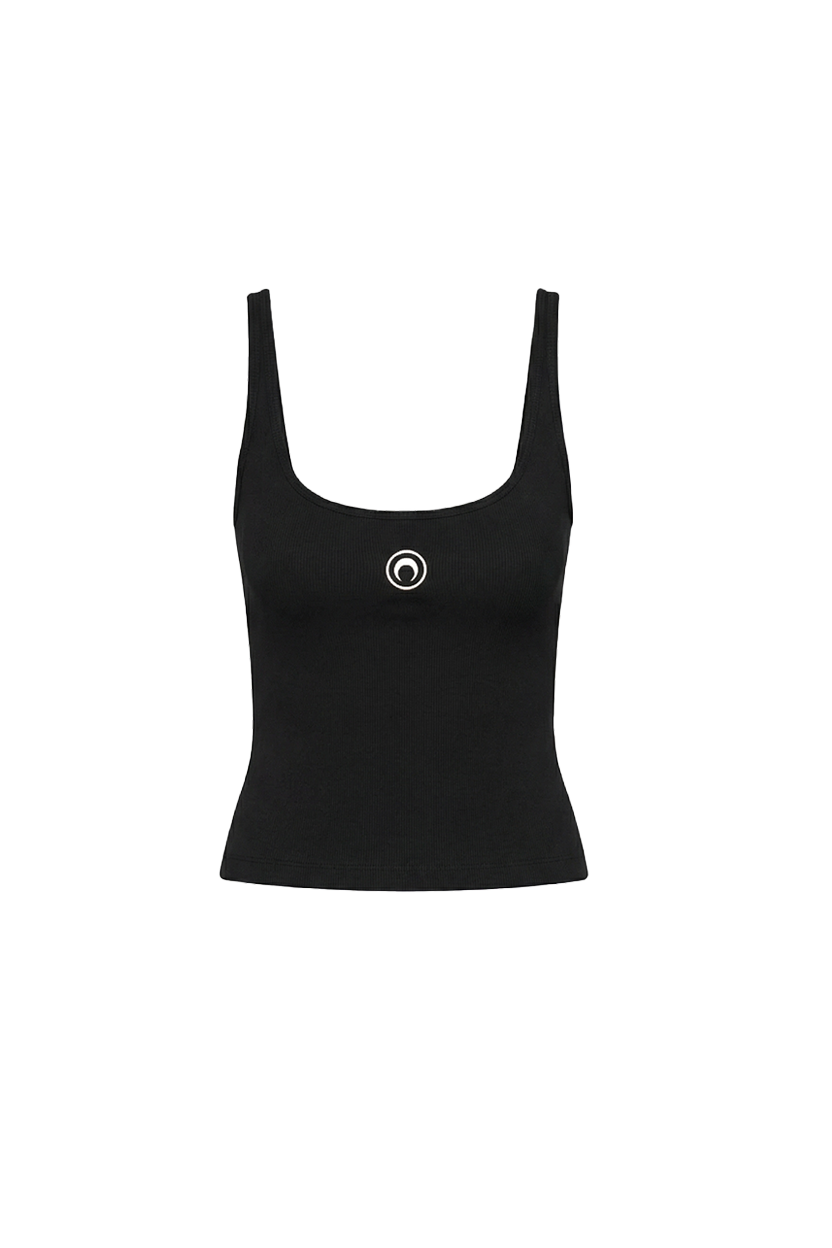 MOON LOGO RIBBED JERSEY CROPPED TANK TOP