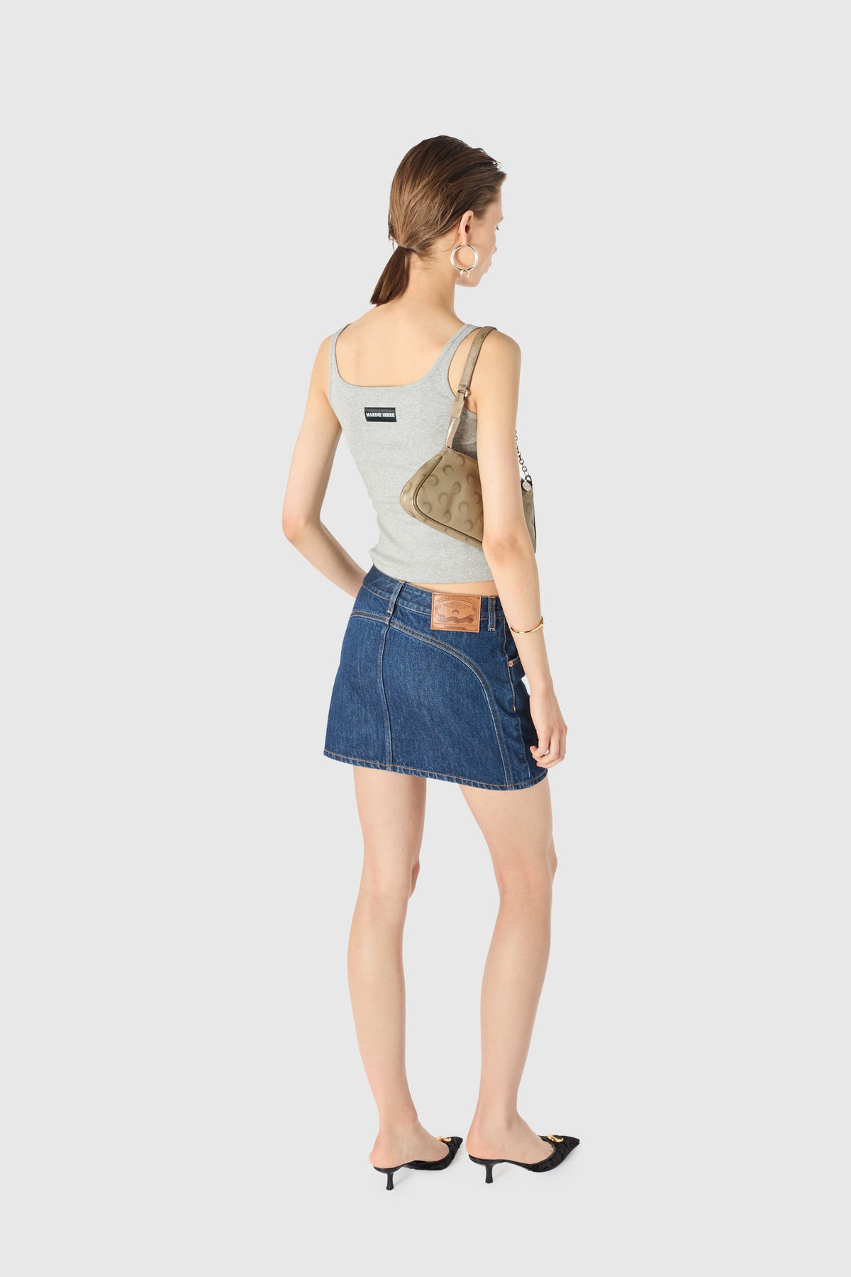 MOON LOGO RIBBED JERSEY CROPPED TANK TOP