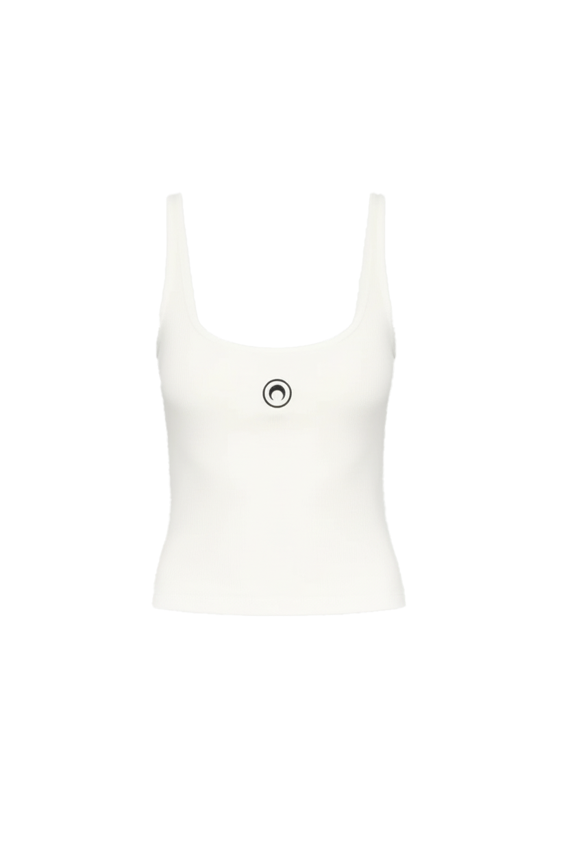 MOON LOGO RIBBED JERSEY CROPPED TANK TOP
