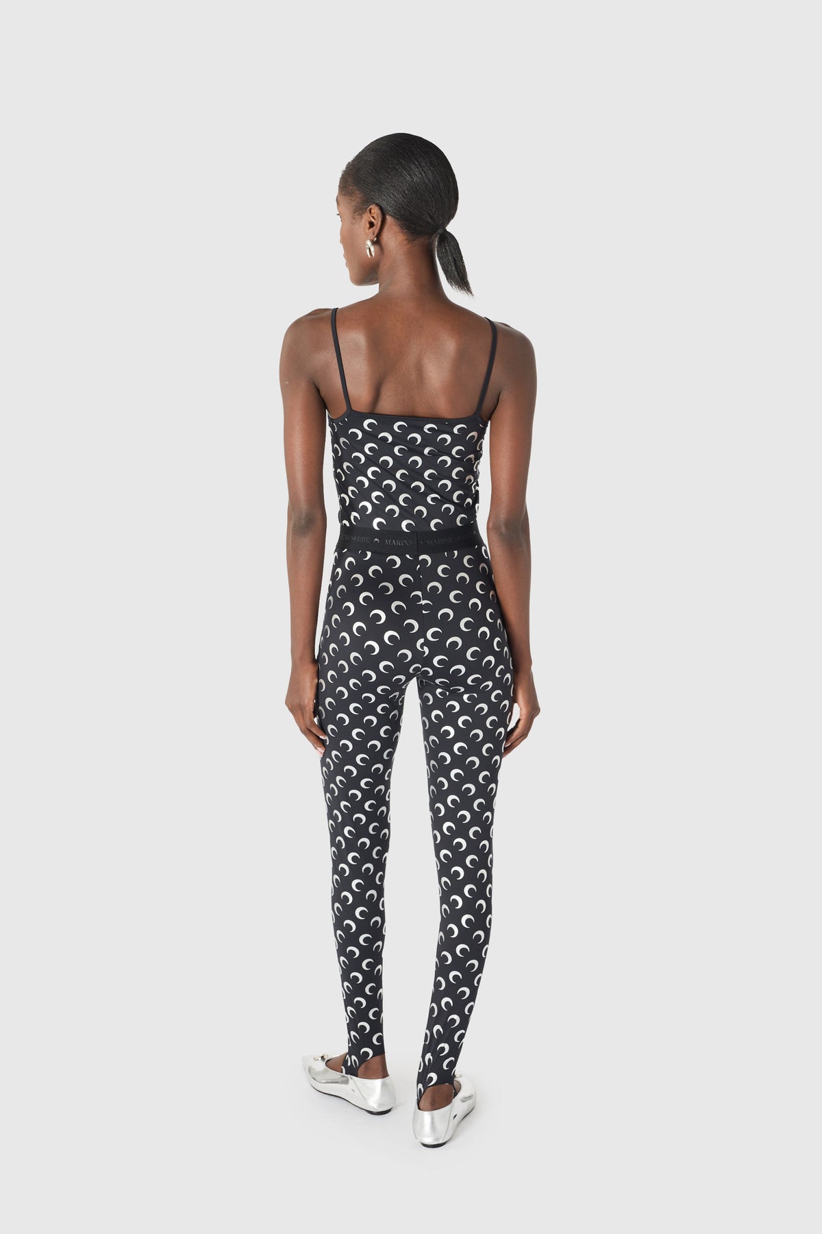 MOON FOIL PRINTED JERSEY STRAPS TOP