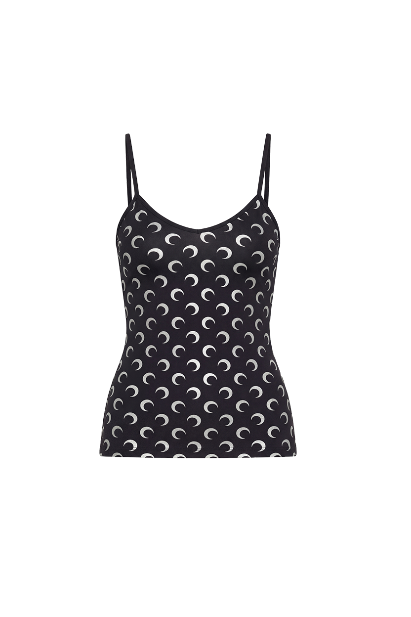 MOON FOIL PRINTED JERSEY STRAPS TOP