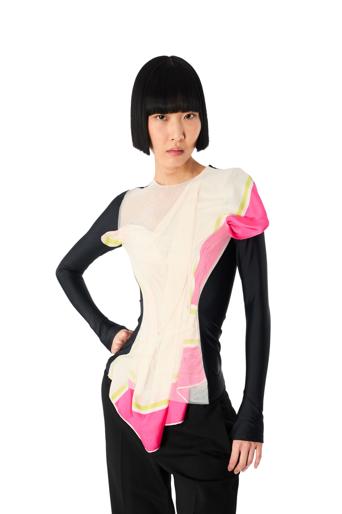 REGENERATED SILK SCARVES LS TOP