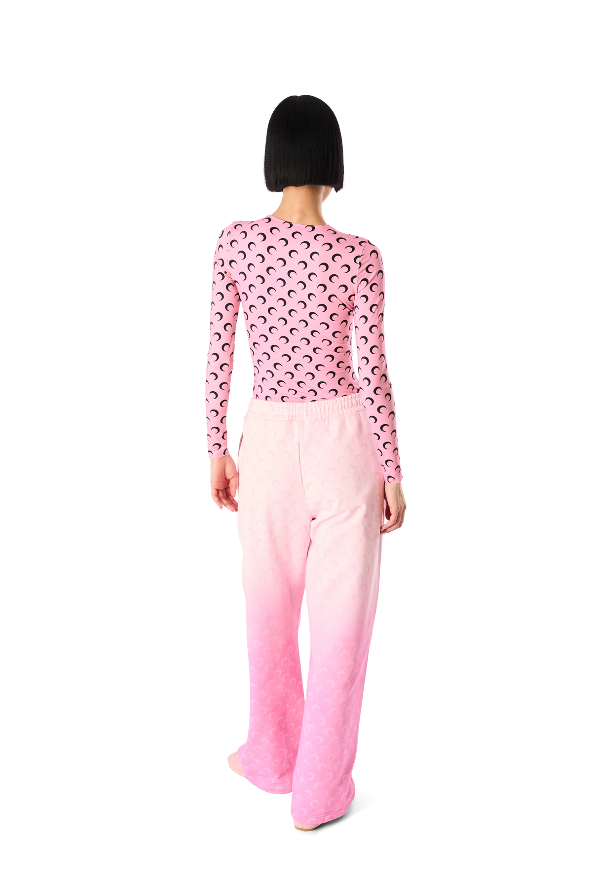 MOON PRINTED JERSEY LONG SLEEVES CREWNECK TOP