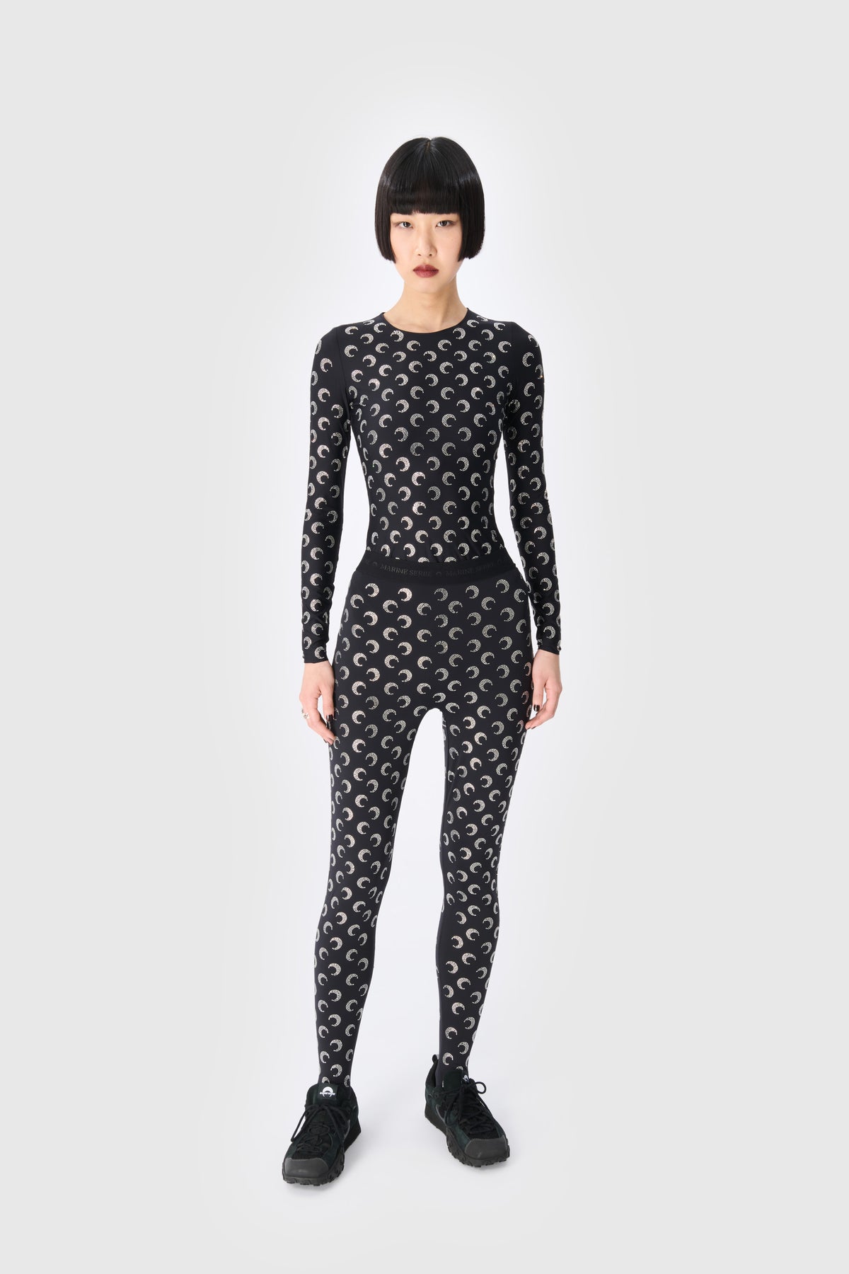 Recycled Moon Strass Jersey Second Skin Crewneck Top