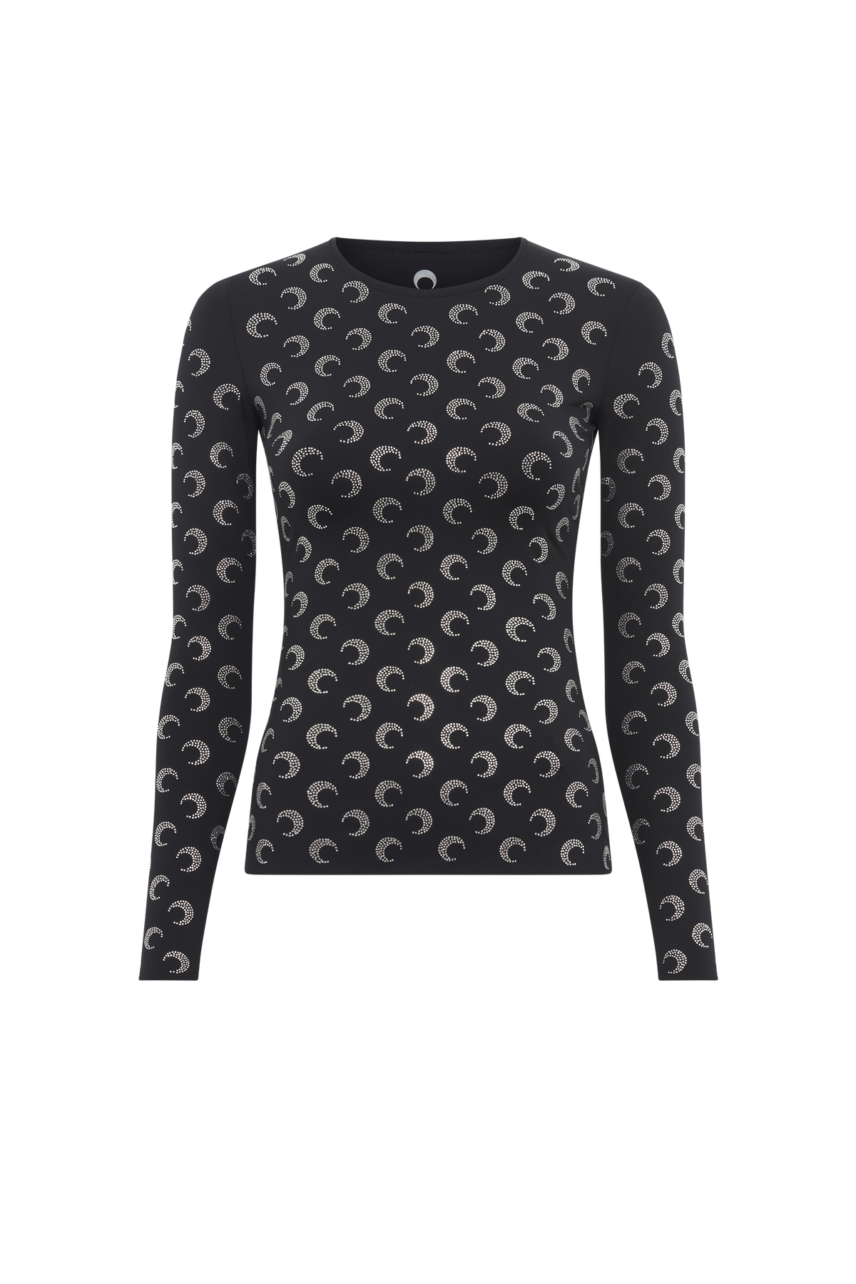 Recycled Moon Strass Jersey Second Skin Crewneck Top