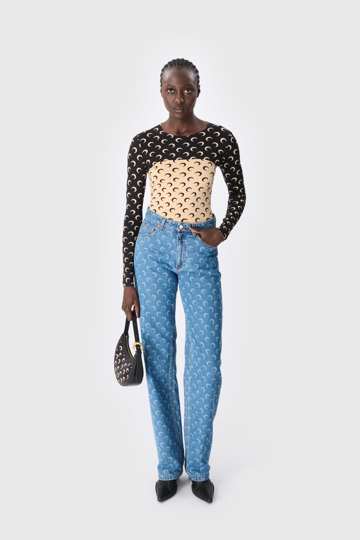 Moon Printed Jersey Second Skin Tube Top