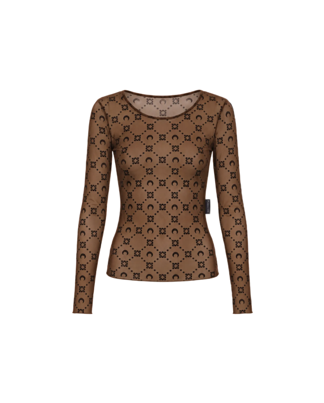 MOONOGRAM MESH FLOCK LONG SLEEVE CROPPED TOP