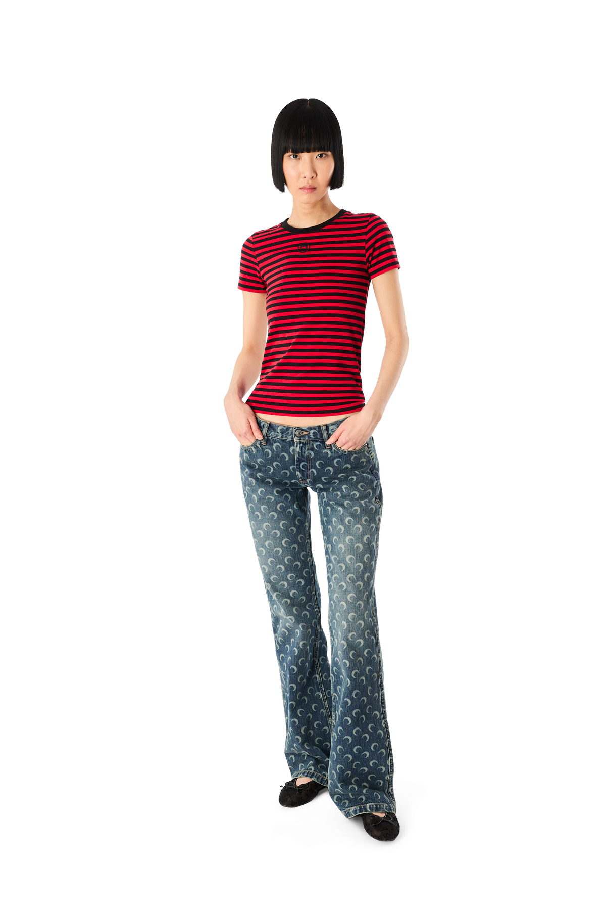 MOON LASER DARK BLUE WASH BOOTCUT JEANS, image 6 of 11