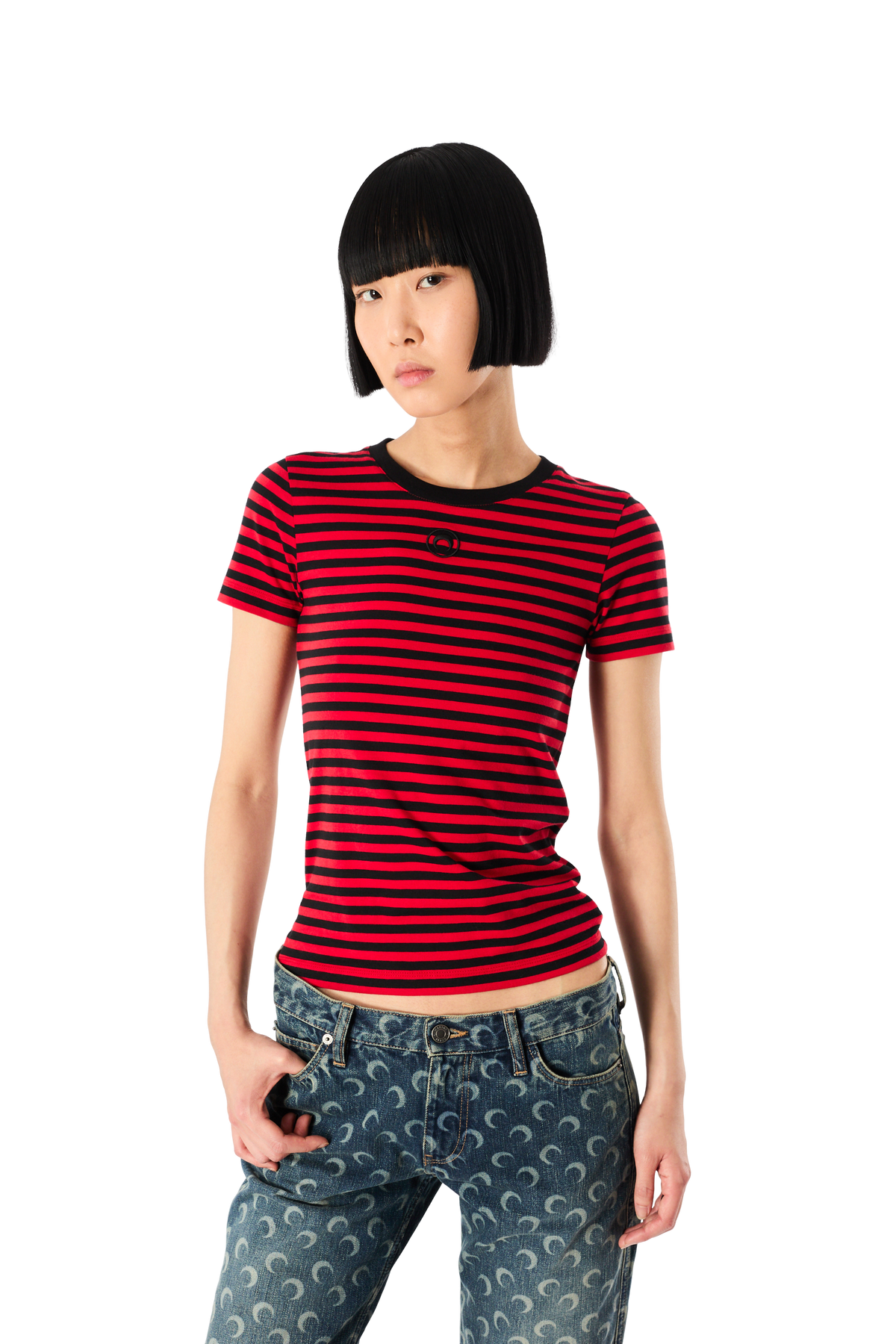 MOON LOGO STRIPES JERSEY SHORT SLEEVES BABY FIT T-SHIRT