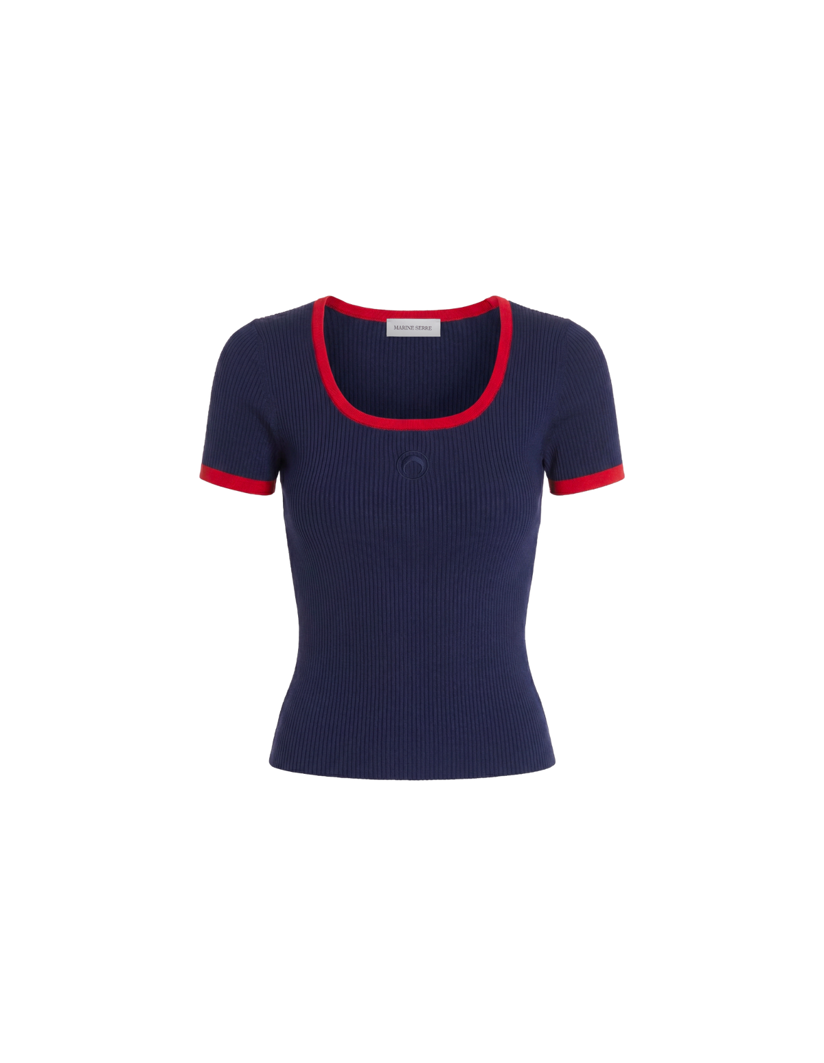 MOON LOGO BICOLOR RIBBED JERSEY SQUARENECK T-SHIRT