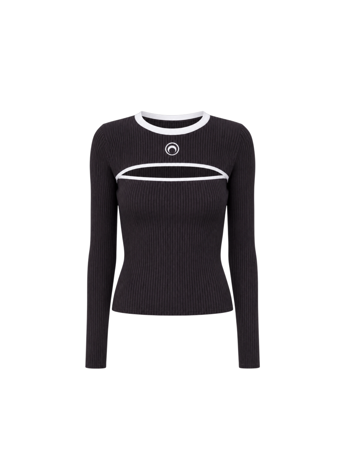 MOON LOGO BICOLOR RIBBED JERSEY LONG SLEEVES CUTOUT-SHIRT