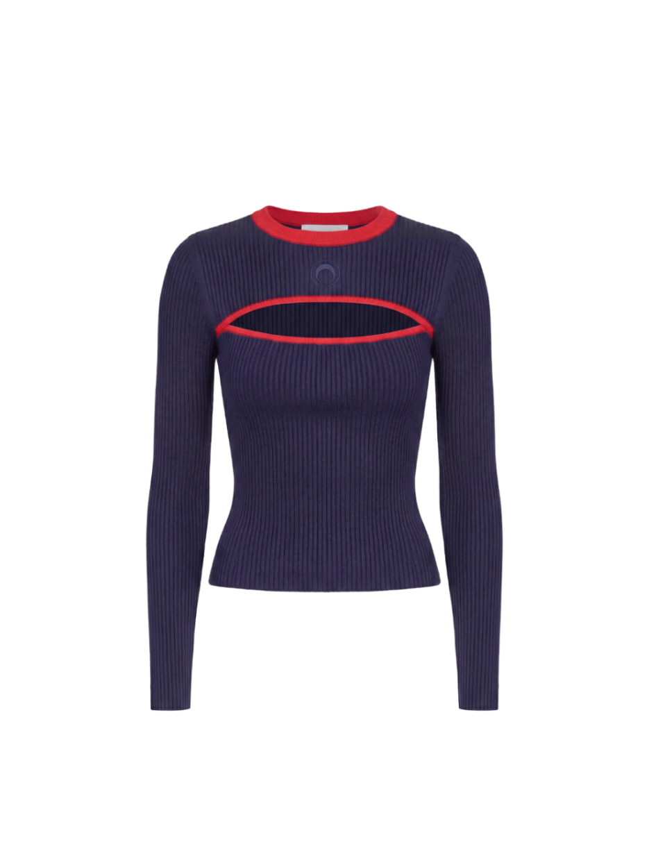 MOON LOGO BICOLOR RIBBED JERSEY LONG SLEEVES CUTOUT-SHIRT