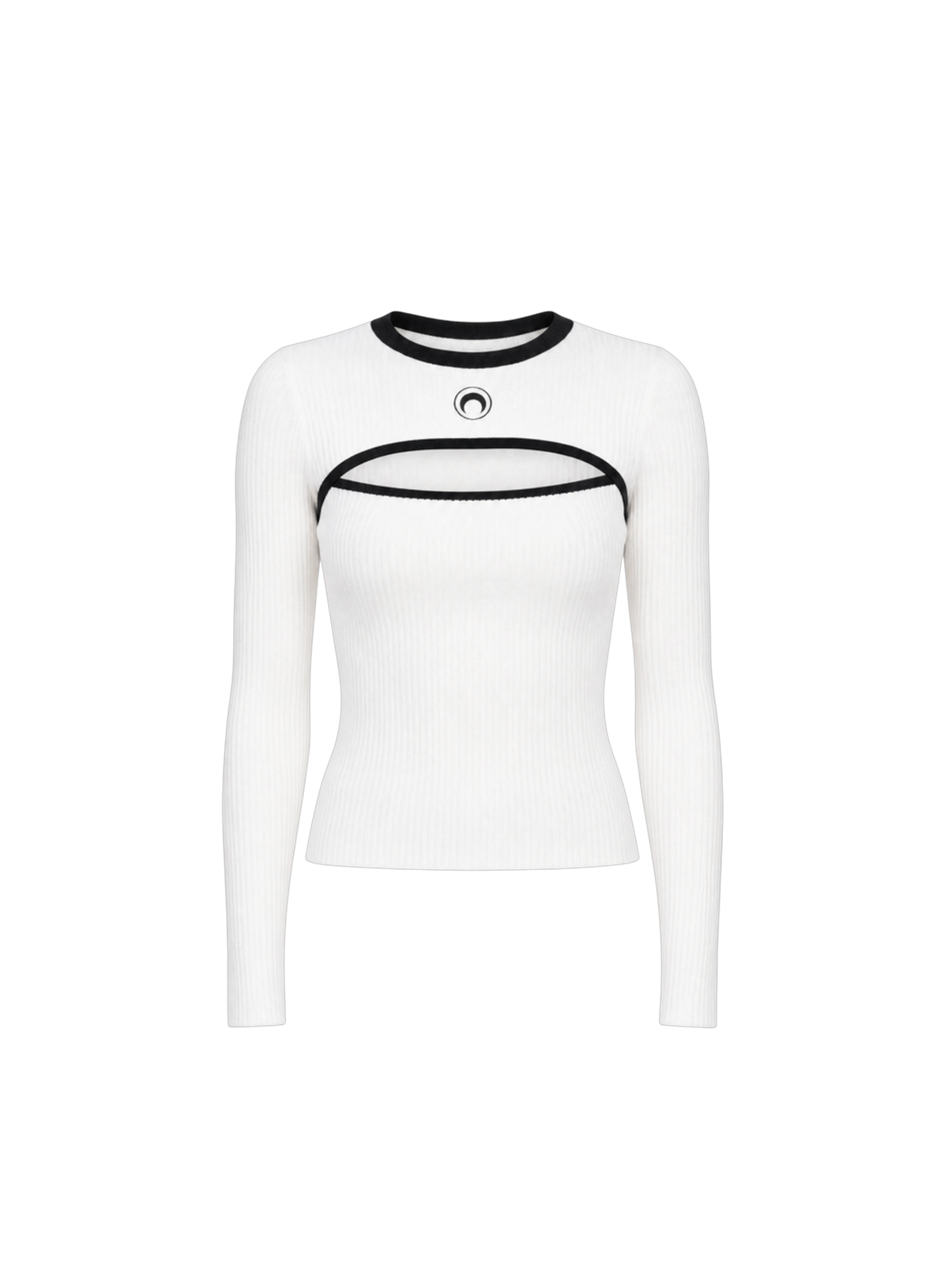 MOON LOGO BICOLOR RIBBED JERSEY LONG SLEEVES CUTOUT-SHIRT