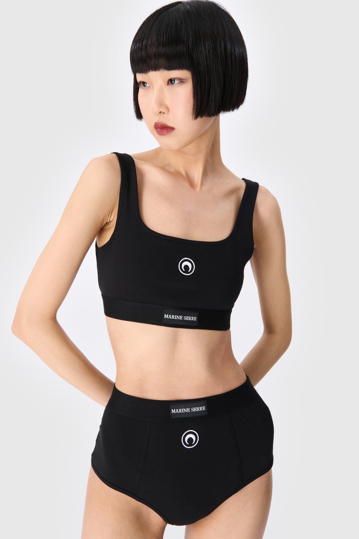 Moon Logo Stretched Jersey Sport Bra