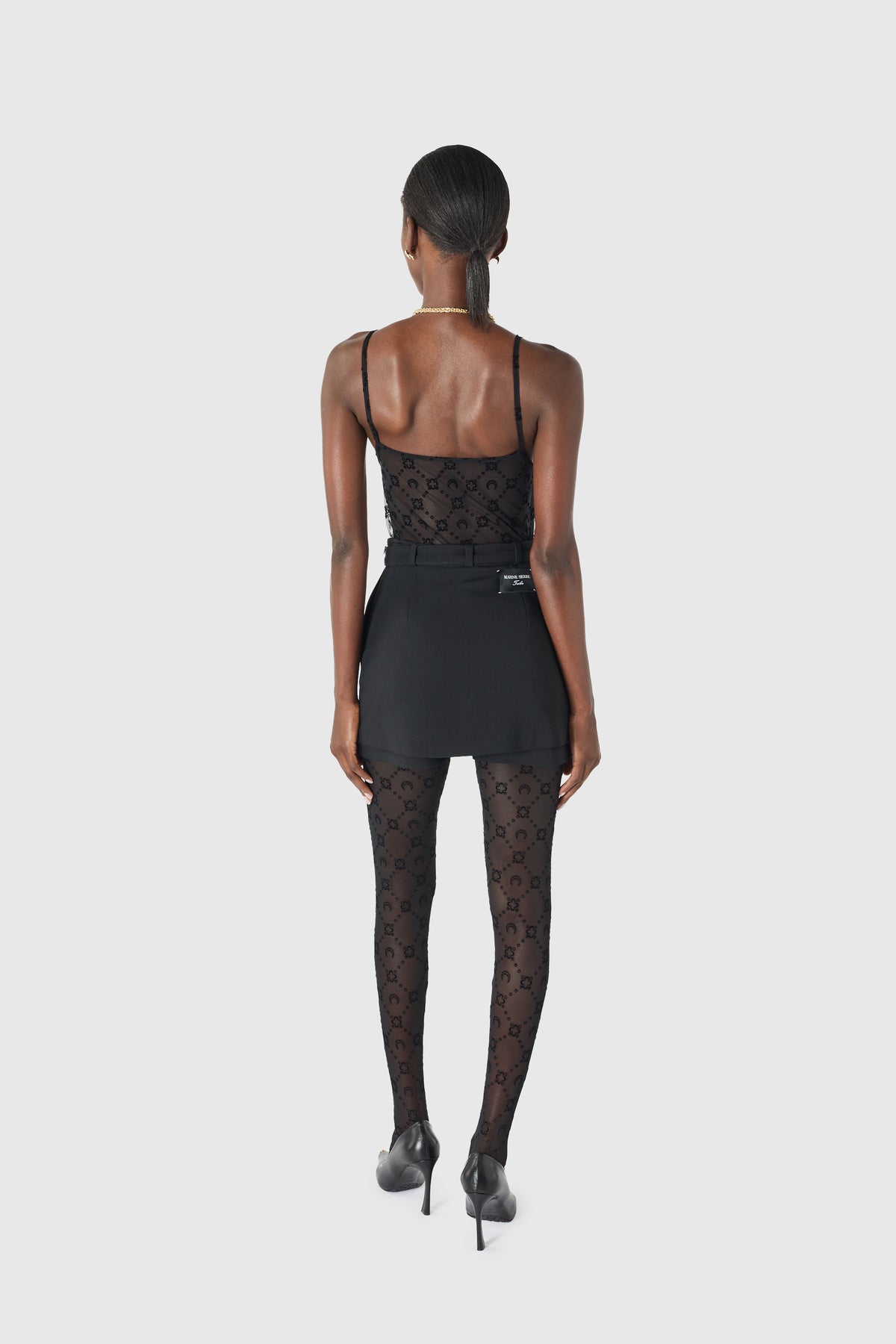 Moonogram Mesh Flock Tights