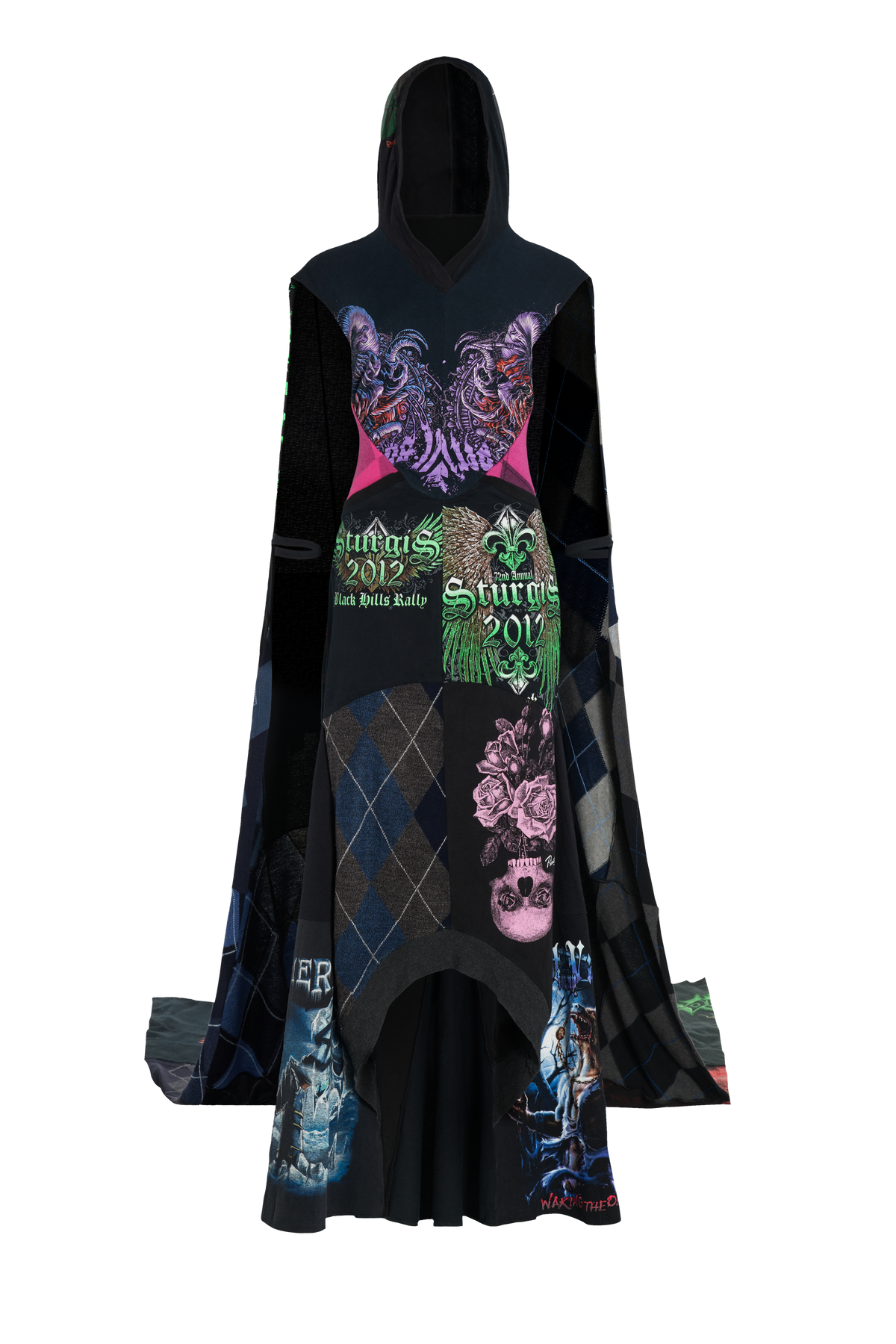 Patchwork Hooded Longiligne Dress